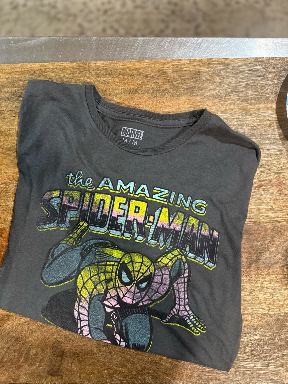 Marvel Spider-Man Graphic Tee — Black with Yellow & Pink Accents